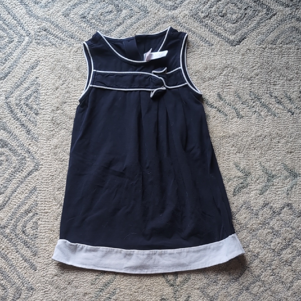 Janie and Jack Blue and White Sleeveless Sundress with Sailor Collar